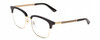 Profile View of Gucci GG0697S Designer Blue Light Blocking Eyeglasses in Black Gold Unisex Panthos Full Rim Metal 55 mm