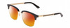 Profile View of Gucci GG0697S Designer Polarized Sunglasses with Custom Cut Red Mirror Lenses in Black Gold Unisex Panthos Full Rim Metal 55 mm