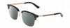 Profile View of Gucci GG0697S Designer Polarized Sunglasses with Custom Cut Smoke Grey Lenses in Black Gold Unisex Panthos Full Rim Metal 55 mm