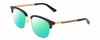 Profile View of Gucci GG0697S Designer Polarized Reading Sunglasses with Custom Cut Powered Green Mirror Lenses in Black Gold Unisex Panthos Full Rim Metal 55 mm