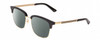 Profile View of Gucci GG0697S Designer Polarized Reading Sunglasses with Custom Cut Powered Smoke Grey Lenses in Black Gold Unisex Panthos Full Rim Metal 55 mm