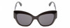 Front View of Gucci GG0808S Womens Cat Eye Sunglasses Black Ribbed Chevron Gold Logo/Grey 53mm