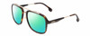 Profile View of Carrera 133-S Designer Polarized Reading Sunglasses with Custom Cut Powered Green Mirror Lenses in Tortoise Havana Gold Brown Unisex Pilot Full Rim Acetate 57 mm