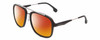 Profile View of Carrera 133-S Designer Polarized Sunglasses with Custom Cut Red Mirror Lenses in Matte Black Ruthenium Silver Unisex Pilot Full Rim Acetate 57 mm