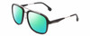 Profile View of Carrera 133-S Designer Polarized Reading Sunglasses with Custom Cut Powered Green Mirror Lenses in Matte Black Ruthenium Silver Unisex Pilot Full Rim Acetate 57 mm