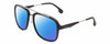 Profile View of Carrera 133-S Designer Polarized Reading Sunglasses with Custom Cut Powered Blue Mirror Lenses in Matte Black Ruthenium Silver Unisex Pilot Full Rim Acetate 57 mm