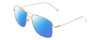 Profile View of Carrera 247-S Designer Polarized Sunglasses with Custom Cut Blue Mirror Lenses in Gold Satin Unisex Pilot Full Rim Titanium 58 mm