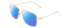 Profile View of Carrera 247-S Designer Polarized Reading Sunglasses with Custom Cut Powered Blue Mirror Lenses in Gold Satin Unisex Pilot Full Rim Titanium 58 mm