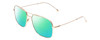 Profile View of Carrera 247-S Designer Polarized Reading Sunglasses with Custom Cut Powered Green Mirror Lenses in Gold Satin Unisex Pilot Full Rim Titanium 58 mm
