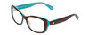 Profile View of Kate Spade CLARETTA Designer Blue Light Blocking Eyeglasses in Tortoise Havana Brown Aqua Blue Ladies Cat Eye Full Rim Acetate 53 mm