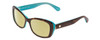Profile View of Kate Spade CLARETTA Designer Polarized Reading Sunglasses with Custom Cut Powered Sun Flower Yellow Lenses in Tortoise Havana Brown Aqua Blue Ladies Cat Eye Full Rim Acetate 53 mm