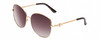 Profile View of Guess GF6100 Womens Round Designer Sunglasses Gold Crystals/Brown Gradient 60 mm