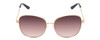 Front View of Guess GF6100 Womens Round Designer Sunglasses Gold Crystals/Brown Gradient 60 mm