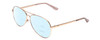 Profile View of Guess GU7615 Designer Progressive Lens Blue Light Blocking Eyeglasses in Shiny Rose Gold Pink Ladies Pilot Full Rim Metal 56 mm