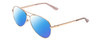 Profile View of Guess GU7615 Designer Polarized Sunglasses with Custom Cut Blue Mirror Lenses in Shiny Rose Gold Pink Ladies Pilot Full Rim Metal 56 mm