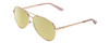 Profile View of Guess GU7615 Designer Polarized Reading Sunglasses with Custom Cut Powered Sun Flower Yellow Lenses in Shiny Rose Gold Pink Ladies Pilot Full Rim Metal 56 mm