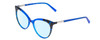 Profile View of Guess GU3031 Designer Blue Light Blocking Eyeglasses in Crystal Blue Unisex Cat Eye Full Rim Acetate 52 mm