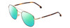 Profile View of Carrera 236/S Designer Polarized Reading Sunglasses with Custom Cut Powered Green Mirror Lenses in Havana Tortoise Brown Gold Unisex Hexagonal Full Rim Metal 54 mm