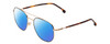 Profile View of Carrera 236/S Designer Polarized Reading Sunglasses with Custom Cut Powered Blue Mirror Lenses in Havana Tortoise Brown Gold Unisex Hexagonal Full Rim Metal 54 mm