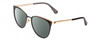 Profile View of KATE SPADE JABREAS Designer Polarized Sunglasses with Custom Cut Smoke Grey Lenses in Gloss Black Gold Ladies Cat Eye Full Rim Acetate 57 mm