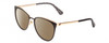 Profile View of KATE SPADE JABREAS Designer Polarized Reading Sunglasses with Custom Cut Powered Amber Brown Lenses in Gloss Black Gold Ladies Cat Eye Full Rim Acetate 57 mm