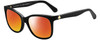 Profile View of KATE SPADE DANALYNS Designer Polarized Sunglasses with Custom Cut Red Mirror Lenses in Gloss Black Gold White Dots Ladies Cat Eye Full Rim Acetate 54 mm