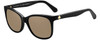 Profile View of KATE SPADE DANALYNS Designer Polarized Reading Sunglasses with Custom Cut Powered Amber Brown Lenses in Gloss Black Gold White Dots Ladies Cat Eye Full Rim Acetate 54 mm