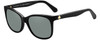 Profile View of KATE SPADE DANALYNS Designer Polarized Reading Sunglasses with Custom Cut Powered Smoke Grey Lenses in Gloss Black Gold White Dots Ladies Cat Eye Full Rim Acetate 54 mm