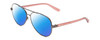 Profile View of Kenneth Cole Reaction KC2793 Designer Polarized Reading Sunglasses with Custom Cut Powered Blue Mirror Lenses in Gunmetal Crystal Pink Ladies Pilot Full Rim Metal 60 mm