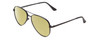 Profile View of Kenneth Cole Reaction KC2829 Designer Polarized Reading Sunglasses with Custom Cut Powered Sun Flower Yellow Lenses in Satin Black Unisex Pilot Full Rim Metal 58 mm