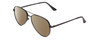 Profile View of Kenneth Cole Reaction KC2829 Designer Polarized Reading Sunglasses with Custom Cut Powered Amber Brown Lenses in Satin Black Unisex Pilot Full Rim Metal 58 mm