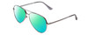 Profile View of Kenneth Cole Reaction KC2829 Designer Polarized Reading Sunglasses with Custom Cut Powered Green Mirror Lenses in Gunmetal Grey Unisex Pilot Full Rim Metal 58 mm