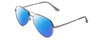 Profile View of Kenneth Cole Reaction KC2829 Designer Polarized Reading Sunglasses with Custom Cut Powered Blue Mirror Lenses in Gunmetal Grey Unisex Pilot Full Rim Metal 58 mm