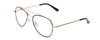 Profile View of Kenneth Cole Reaction KC2837 Designer Progressive Lens Blue Light Blocking Eyeglasses in Rose Gold Black Ladies Pilot Full Rim Metal 55 mm