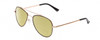 Profile View of Kenneth Cole Reaction KC2837 Designer Polarized Reading Sunglasses with Custom Cut Powered Sun Flower Yellow Lenses in Rose Gold Black Ladies Pilot Full Rim Metal 55 mm