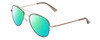 Profile View of Kenneth Cole Reaction KC2837 Designer Polarized Reading Sunglasses with Custom Cut Powered Green Mirror Lenses in Gold Blue Ladies Pilot Full Rim Metal 55 mm