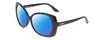Profile View of Kenneth Cole Reaction KC2841 Designer Polarized Reading Sunglasses with Custom Cut Powered Blue Mirror Lenses in Gloss Black Ladies Butterfly Full Rim Acetate 58 mm