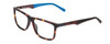 Profile View of Timberland TB9174 Designer Blue Light Blocking Eyeglasses in Matte Tortoise Havana Sapphire Mens Rectangular Full Rim Acetate 56 mm