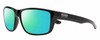Profile View of Suncloud Mayor Designer Polarized Reading Sunglasses with Custom Cut Powered Green Mirror Lenses in Gloss Black Unisex Square Full Rim Acetate 57 mm