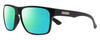 Profile View of Suncloud Rambler Designer Polarized Reading Sunglasses with Custom Cut Powered Green Mirror Lenses in Matte Black Mens Square Full Rim Acetate 57 mm