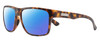 Profile View of Suncloud Rambler Designer Polarized Reading Sunglasses with Custom Cut Powered Blue Mirror Lenses in Matte Tortoise Havana Brown Gold Mens Square Full Rim Acetate 57 mm