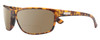 Profile View of Suncloud Sentry Designer Polarized Reading Sunglasses with Custom Cut Powered Amber Brown Lenses in Matte Tortoise Havana Brown Gold Unisex Rectangular Full Rim Acetate 63 mm