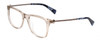 Profile View of John Varvatos V418 Designer Reading Eye Glasses with Custom Cut Powered Lenses in Smoke Crystal/Silver/Blue Tortoise Ladies Panthos Full Rim Acetate 52 mm