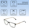 Dimensions View of Big and Tall 22 Unisex Square Designer Reading Glasses Black/Clear Crystal 58 mm