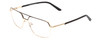 Profile View of Big and Tall 25 Unisex Aviator Designer Reading Glasses in Matte Black/Gold 60mm