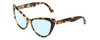 Profile View of Kate Spade KARINA Designer Blue Light Blocking Eyeglasses in Beige Tortoise Havana Crystal Ladies Cat Eye Full Rim Acetate 56 mm