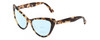 Profile View of Kate Spade KARINA Designer Progressive Lens Blue Light Blocking Eyeglasses in Beige Tortoise Havana Crystal Ladies Cat Eye Full Rim Acetate 56 mm
