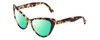 Profile View of Kate Spade KARINA Designer Polarized Reading Sunglasses with Custom Cut Powered Green Mirror Lenses in Beige Tortoise Havana Crystal Ladies Cat Eye Full Rim Acetate 56 mm
