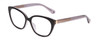 Profile View of Kate Spade PHILIPPA Designer Bi-Focal Prescription Rx Eyeglasses in Gloss Black Grey Crystal Floral Ladies Cat Eye Full Rim Acetate 54 mm