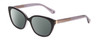Profile View of Kate Spade PHILIPPA Designer Polarized Sunglasses with Custom Cut Smoke Grey Lenses in Gloss Black Grey Crystal Floral Ladies Cat Eye Full Rim Acetate 54 mm